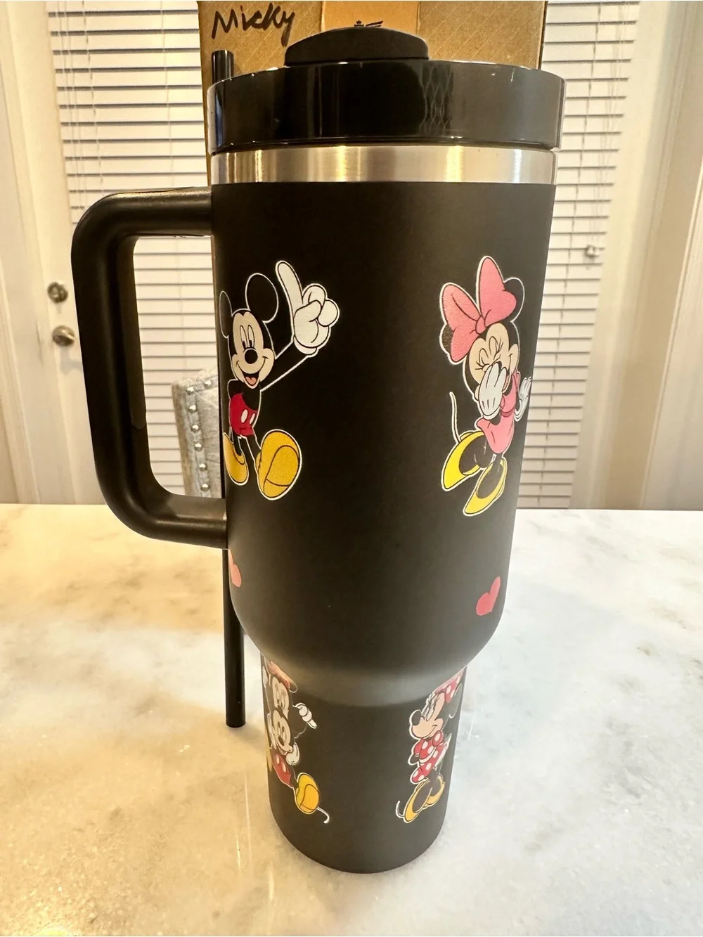 Stanley Mickey & Minnie Mouse Black & Silver Unique & Rare 40oz Tumbler - Picture 5 of 13